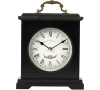 New Adorable Black Wooden Clock Light Whitewash Effect Roman Numerals & Bronze-Effect Metalwork Decorative Bedside Table Mantle Clock Centrepiece Mantelpiece Any Room Home Decor - N06
