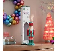 New Adorable Ceramic Nutcracker Pink Sugar Reed Diffuser - 100ml Festive Home Fragrance with Natural Rattan Reeds, Continuous Scent for Christmas Décor or Gift -M13