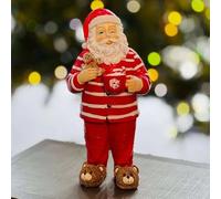 New Adorable Festive Santa in Pyjamas & Bear Slippers Christmas Ornament - 25cm Decorative Figurine Perfect for Adding Cheer to Your Holiday Display-A01