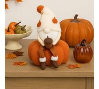 New Adorable Gnome Figurine on Pumpkin Ornament - Soft Plush Cosy Autumn & Halloween Decoration for Table Tops, Mantels & Seasonal Displays, Perfect for Any Space Home Décor - A28