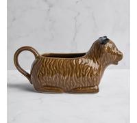 New Adorable Hand-Painted Highland Cow Gravy Boat - Rustic Stoneware Sauce Jug with 330ml Capacity for Countryside Table Style-M93 (Gravy Boat)
