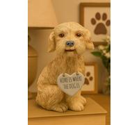 New Adorable Resin Cockapoo Ornament Connie Realistic Beige Dog Sculpture with Hand-Painted Details, Sweet Heart Pendant, Home Is Where the Dog Is Slogan for Animal Lovers’ Home Decor -T14