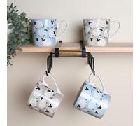 New Adorable Sheep Design Set of 4 Highland Flock Mugs Dishwasher and Microwave Safe Cups Bring a Smile and Some Fun to Your Kitchen and Dining Decor (Taupe and Blue) -N14
