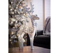 New Adorable Silver Light-Up Reindeer Decoration,Illuminated Christmas Ornament to Create a Magical Holiday Atmosphere, Perfect for Mantelpieces, Table Festive Home Décor-A55