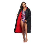 New Adoretex Unisex Waterproof Long Fleece Swim Parka Warm Jacket, Navy/Red, L