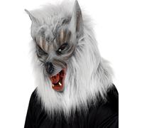 New Adult Overhead Wolf Mask Silver Halloween Werewolf Fancy Dress Accessory