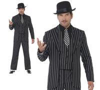 Smiffys Vintage Gangster Boss Costume, Black, XL - Size 46-48