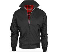 New Adults British Made Harrington Jacket Coat Bomber Classic 1970's Vintage Retro Mod Skin Scooter Tartan Lining Black XXL