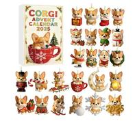 New advent calendars Christmas Countdown Highland Christmas Advent 24 Day Crystal Highland Ornaments Home Living Lovers Friends Family Enthusiasts Holiday Season Home(Color:Corgi - E)