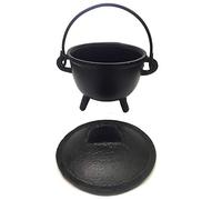 New Age Imports, Inc. Cast Iron Cauldron w/handle & lid, ideal for smudging, incense burning, ritual purpose, decoration, halloween decoration, candle holder, etc. (Pot Style 4" Dia (BR90))