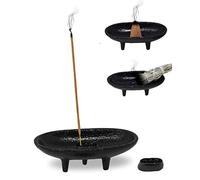 New Age Imports, Inc. Cast Iron Incense burner 4''L 2''H, ideal for smudging, incense burning, ritual purpose, decoration etc. (4''L), Black