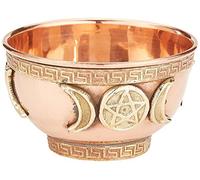 New Age Imports, Inc. New Age Imports, Triple Moon Pentacle Copper, Altar, Ritual use, Incense Burner, smudging, Decoration, offering Bowl, 3" Diameter 2" Height