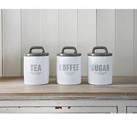 New Air Tight Lid Retro Tea -Coffee-Sugar Set Keep Contents Fresher for Longer 3pc - Grey
