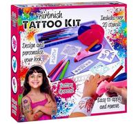 New Airbrush Tattoo Kit Includes Over 20 Stencils, Give Yourself A Glamorous, Glittery Tattoo, Design and Personalise Your Look, Apply It To Wherever You Want On Your Body to Stand Out - Pink