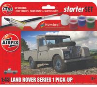 AIRFIX - Starter Set - A55012 Land Rover Series 1 Pick-Up Model Building Kit - Plastic Model Car Kits for Adults & Children 8+, Set Includes Decals, Humbrol Acrylic Paints, Brush & Poly Cement