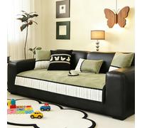 New All-season Universal Sofa Cover 2/3 Seater, Medieval Style Sofa Seat Cover, Soft Dust-Proof Couch Slipcover, Washable Non-Slip, Pet-friendly Furniture Protector for Living Room(Green, 70 x 150cm)