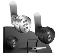 New Alloy Combination Lock, 3 Digit Dial, Secure Mail Post Cabinet, Black/Silver (Black)