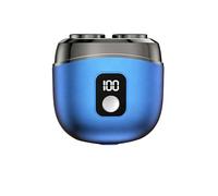 New Alloy Shaver, Electric Full-Body Washable Portable Men's Razor, Smart chip Anti-Jamming, Floating Double-Ring Blade Head, mini Waterproof with Digital Display (Blue)