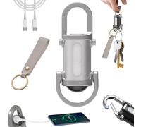 New Aluminum Alloy Vbbert Keychain Flashlight, Keychain Light, with 5 Light Modes, Portable Rechargeable Bright Keychain Flashlight, 3 in 1 Flashlight And Power Bank, for Walking, Camping (White)