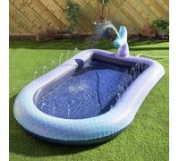 New||Amazing Inflatable Dog Pool with Sprinkler Fountain, Mermaid Scale Design, 163 x 100 x 47cm||