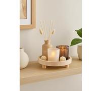 New Amber Linen Scented Candle and Diffuser Set on Decorative Wooden Footed Tray, A Sophisticated Home Fragrance Gift Set, Ideal for Living Rooms, Bedrooms & Entryways.
