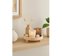 New Amber Linen Scented Candle and Diffuser Set on Decorative Wooden Footed Tray - A Sophisticated Home Fragrance Gift Set Ideal for Living Rooms, Bedrooms & Entryways - A12