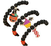 New Ambiance Halloween Bracelet Set, Witch Bracelet Set Wicked Merchandise, Funny Pumpkin Bat Halloween Bracelets Sets for Women Girls, Colorful Festive Adjustable Clay Bead (g)