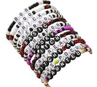 New Ambiance Halloween Bracelet Set, Witch Bracelet Set Wicked Merchandise, Funny Pumpkin Bat Halloween Bracelets Sets for Women Girls, Colorful Festive Adjustable Clay Bead (h)