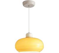 New American Durable Indoor Ceiling Lamp Cream Glass Light Kitchen Island Hanging Light 8" Height Adjustable Hanging Ceiling Light Modern Farmhouse Dining Room Over Sink/Yellow