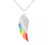 New Angel Wings Stainless LGBT Gay Lesbian Rainbow Pride Pendant Chain Necklace-A-Necklace