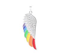 New Angel Wings Stainless LGBT Gay Lesbian Rainbow Pride Pendant Chain Necklace-A-Pendant