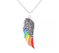 New Angel Wings Stainless LGBT Gay Lesbian Rainbow Pride Pendant Chain Necklace-B-Necklace
