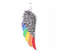 New Angel Wings Stainless LGBT Gay Lesbian Rainbow Pride Pendant Chain Necklace-B-Pendant