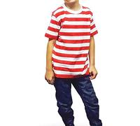 New Angies Children’s Kids Unisex Red & White Striped T-shirt Stripes Casual Summer Top (Age 5-6 Years)