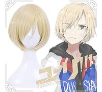 New Arrival Yuri!!! on Ice Yuri Plisetsky Short Straight Cosplay Wigs for Man Boys Anime Comic Synthetic Hair Wig Blond