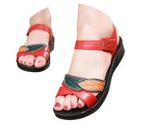 New Arrivals 2026 Elegant Slip On Platform Sandals - Flat Thick Heels Casual Summer Shoes with Open Toe Design, red, 8 UK
