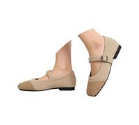 New Arrivals 2026 Mary Jane Square Toe Knit Slip On Casual Summer Shoes Lightweight Comfortable Ballet Flats, Light yellow, 8 UK