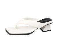 New Arrivals 2027 Elegant Open Toe Flat Sandals Wide Strap Front Low Heel Comfortable Slip On For Everyone, White, 8 UK