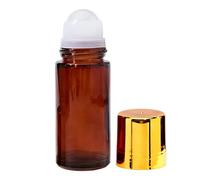 New Arrivals 2027 Large 50ml Roll-On Bottles Brown Glass with Natural Crystal Glass - Refillable Empty Containers for Travel (2-White, One Size)