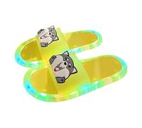 New Arrivals 2027 Ms. Europe and The States Soft Sole Chain Flat Bottom Word Pattern Women's Stone Beach Sandals, D Yellow, 12 UK