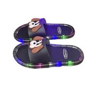 New Arrivals 2027 Ms. Europe and The States Soft Sole Chain Flat Bottom Word Pattern Women's Stone Beach Sandals, E Black, 8.5 UK