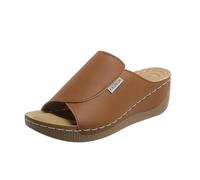 New Arrivals 2027 Plain Sandals with Exposed Toe Thick Sole Casual Slippers for Everyday Wear, khaki, 8.5 UK