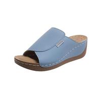 New Arrivals 2027 Plain Sandals with Exposed Toe Thick Sole Casual Slippers for Everyday Wear, sky blue, 9 UK