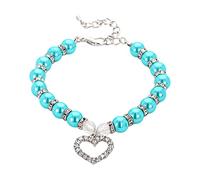 New Arrivals Pearls Diamonds Dog Collar Pet Dog Chain Cat Collar Adjustable Dog Collar (Sky Blue, M)