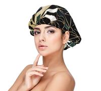 New Art Deco Geometric Pattern Emerald Green And Gold,Adult's Satin Sleeping Cap - Women's Elastic Sleep Bonnet, Adjustable Overnight Hair Cover