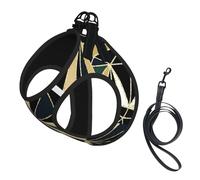 New Art Deco Geometric Pattern Emerald Green And Gold,Pet Harness,Adjustable Reflective Dog Harness,Pet Leash Vest,S