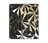 New Art Deco Geometric Pattern Emerald Green And Gold Square Mouse Pad Sewn Edge Design 10&12in
