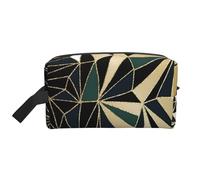 New Art Deco Geometric Pattern Emerald Green and GoldMakeup Trave Bag for Women,Cosmetic Large Capacity Organizer