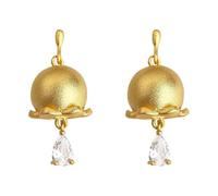 New Asian Styles Golden Lilys of the Valley Droplet Earrings | Comfortable Alloy Accessories for Daily Outfits, Glossy Gold with Waterdrops Designs, Sturdy Alloy Party Jewelry