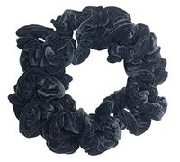 New Assorted Coloured & Black Pack Of 12 Plain Velvet Scrunchie Bobble Hair Tie (Black)